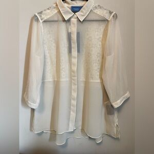 Simply Vera Vera Wang Cream Lace Collared Blouse